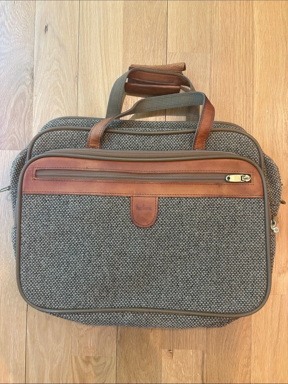 Vtg Hartmann Luggage Set Tweed Leather Carry On Travel Bags